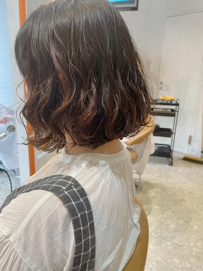 ミディアム ミディアムパーマ ボブ 瀬川 雄太のヘアスタイル