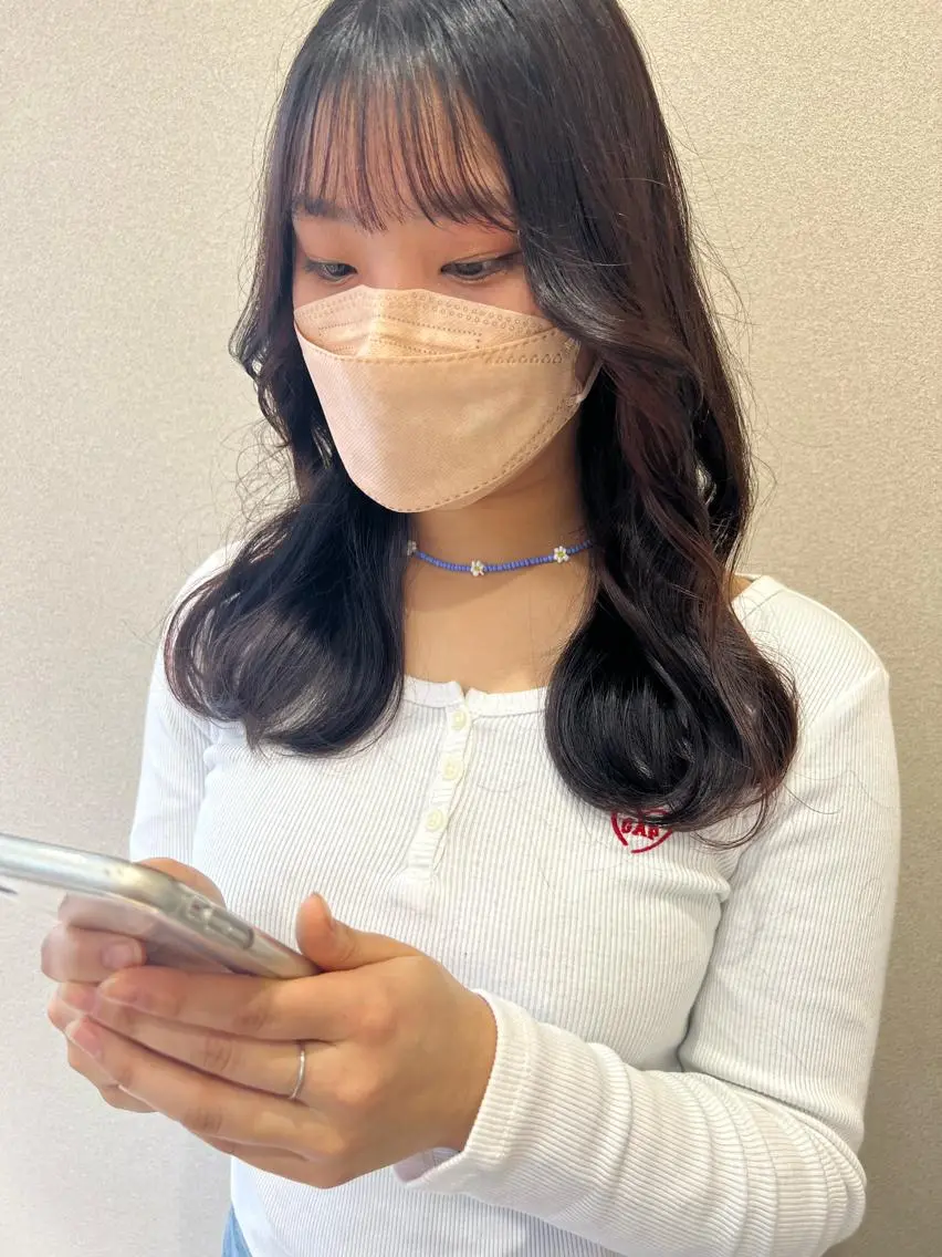 ミディアム カラー エギョモリ 外国人対応 佐久間のヘアスタイル