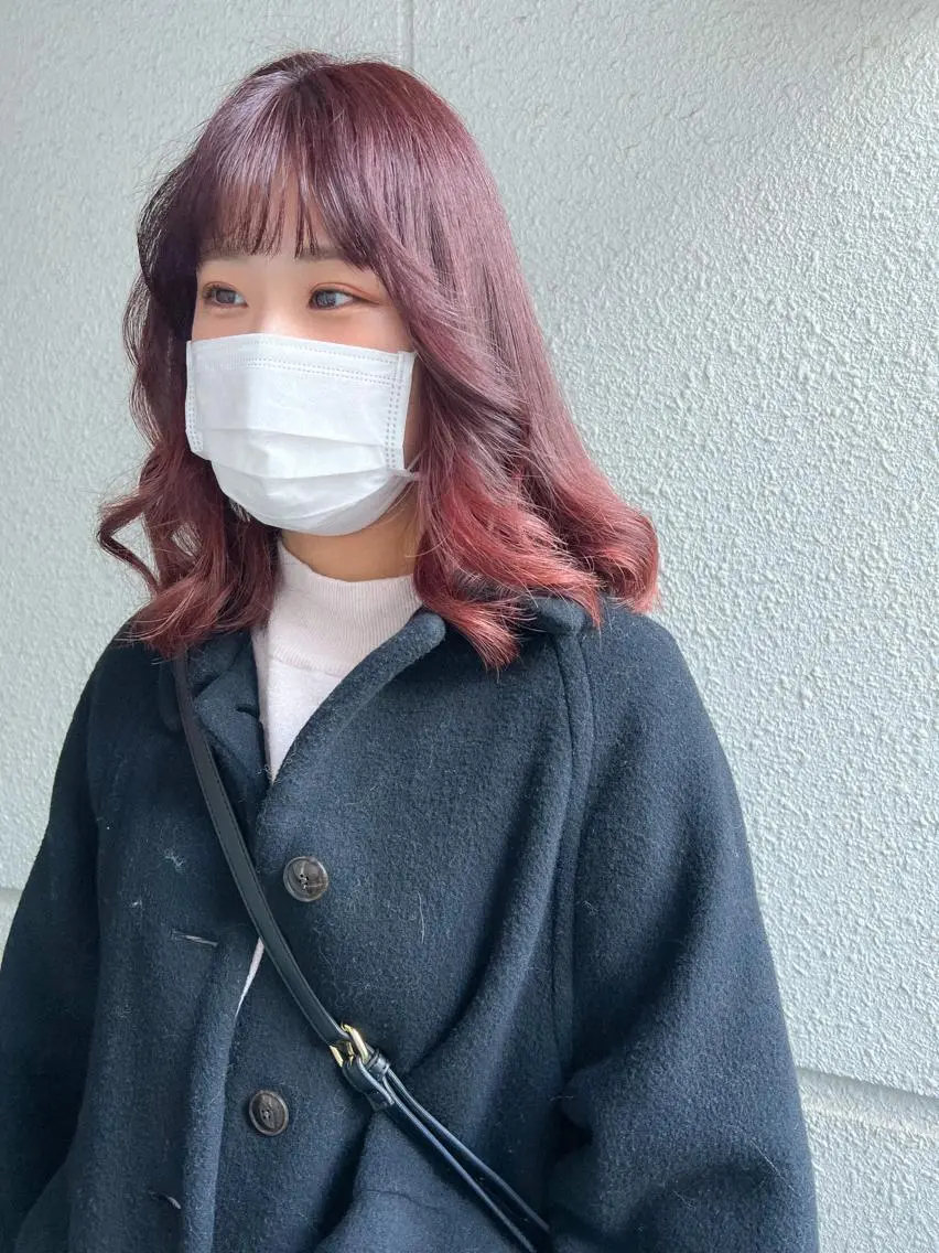 ミディアム カラー レッドカラー カラーパティシエ facce🌼ikoのヘアスタイル