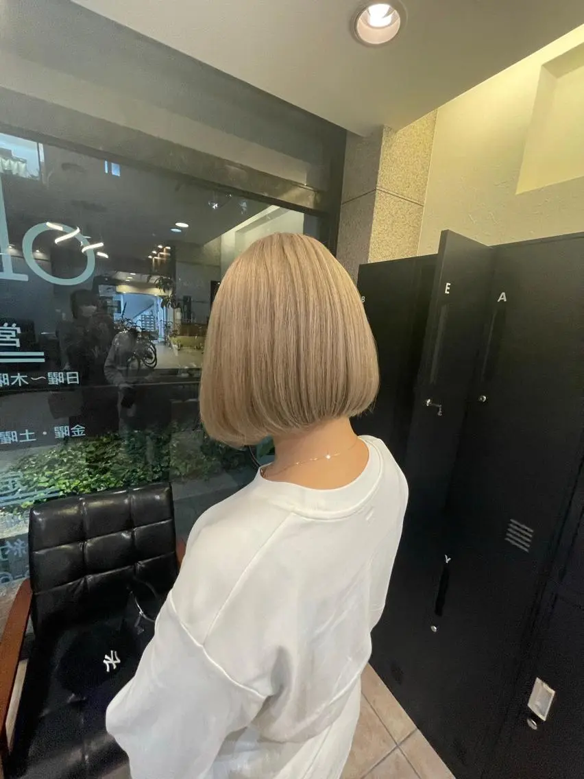 ミディアム カラー ハイトーンカラー ボブ ヘアカラー olino 【オリノ】西田辺のヘアスタイル