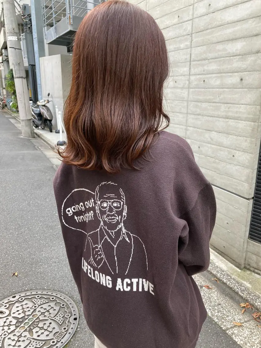 ミディアム カット ヘアカラー トリートメント ✨色持ちの良い艶 カラー✨蟹江真世のヘアスタイル