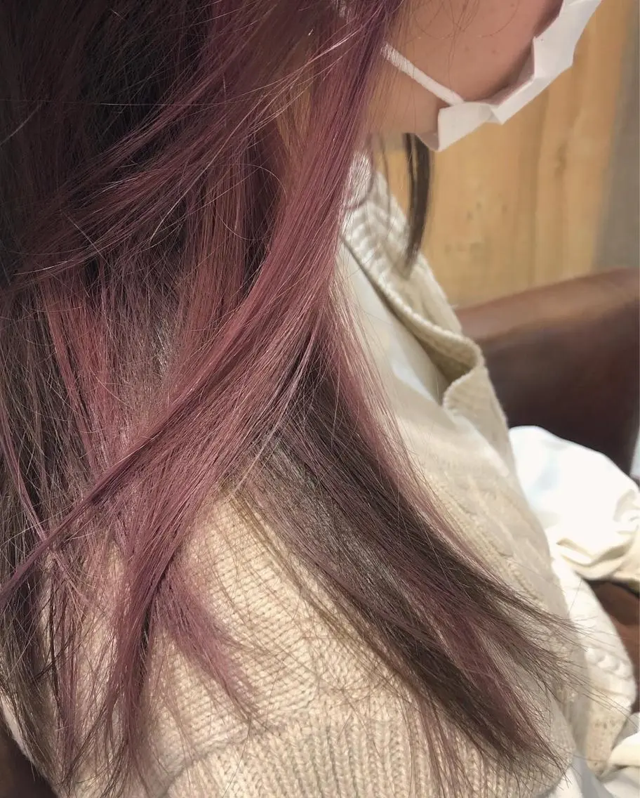 カラー アッシュ ピンクカラー ピンクアッシュ 田中 和可のヘアスタイル
