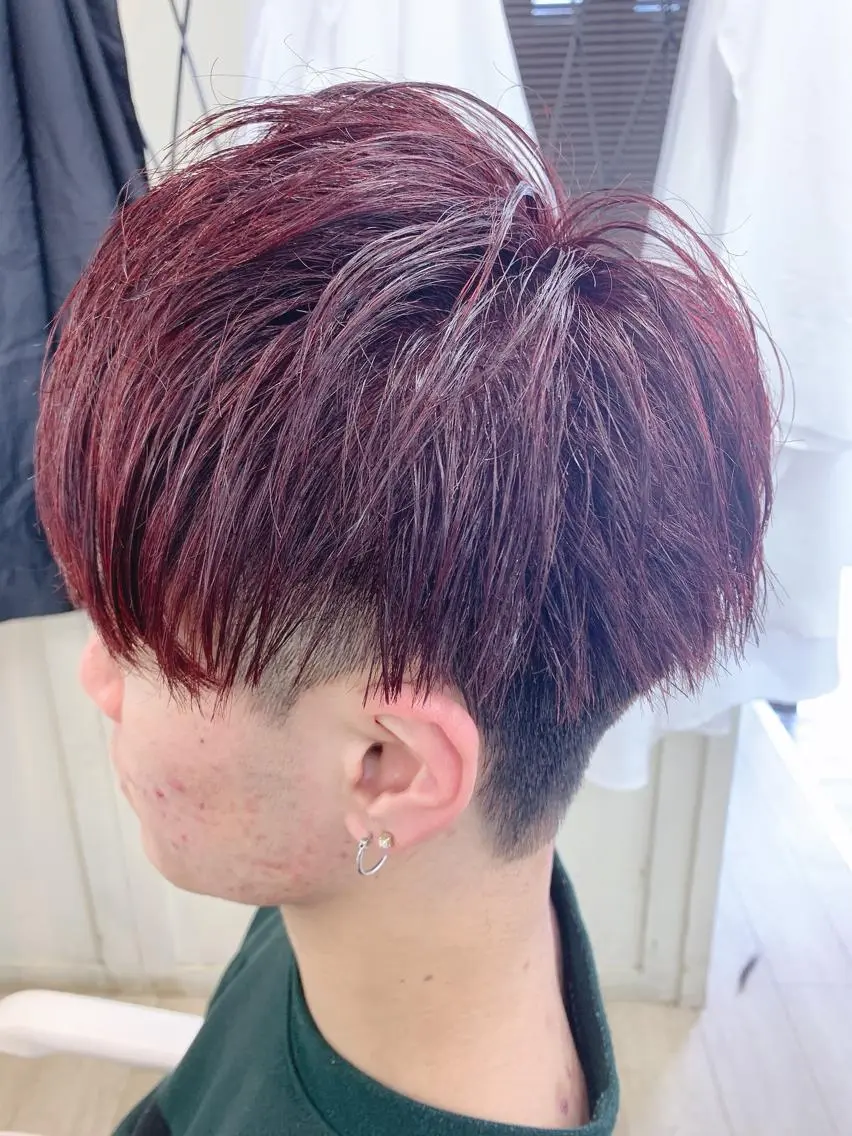 ショート カラー メンズ レッドカラー Gemini代表 Maedaのヘアスタイル