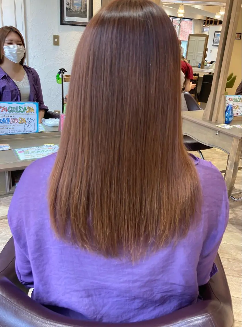 セミロング パーマ 縮毛矯正 トリートメント 宮原 智美のヘアスタイル