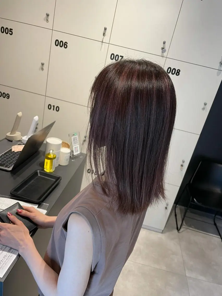 ミディアム カラー カット レイヤー×髪質改善 ×透明感/杉田 圭のヘアスタイル