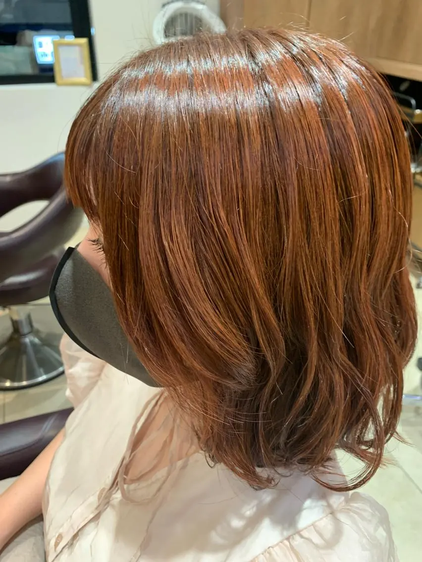 ミディアム オレンジブラウン ヘアカラー 庄司 沙羅のヘアスタイル