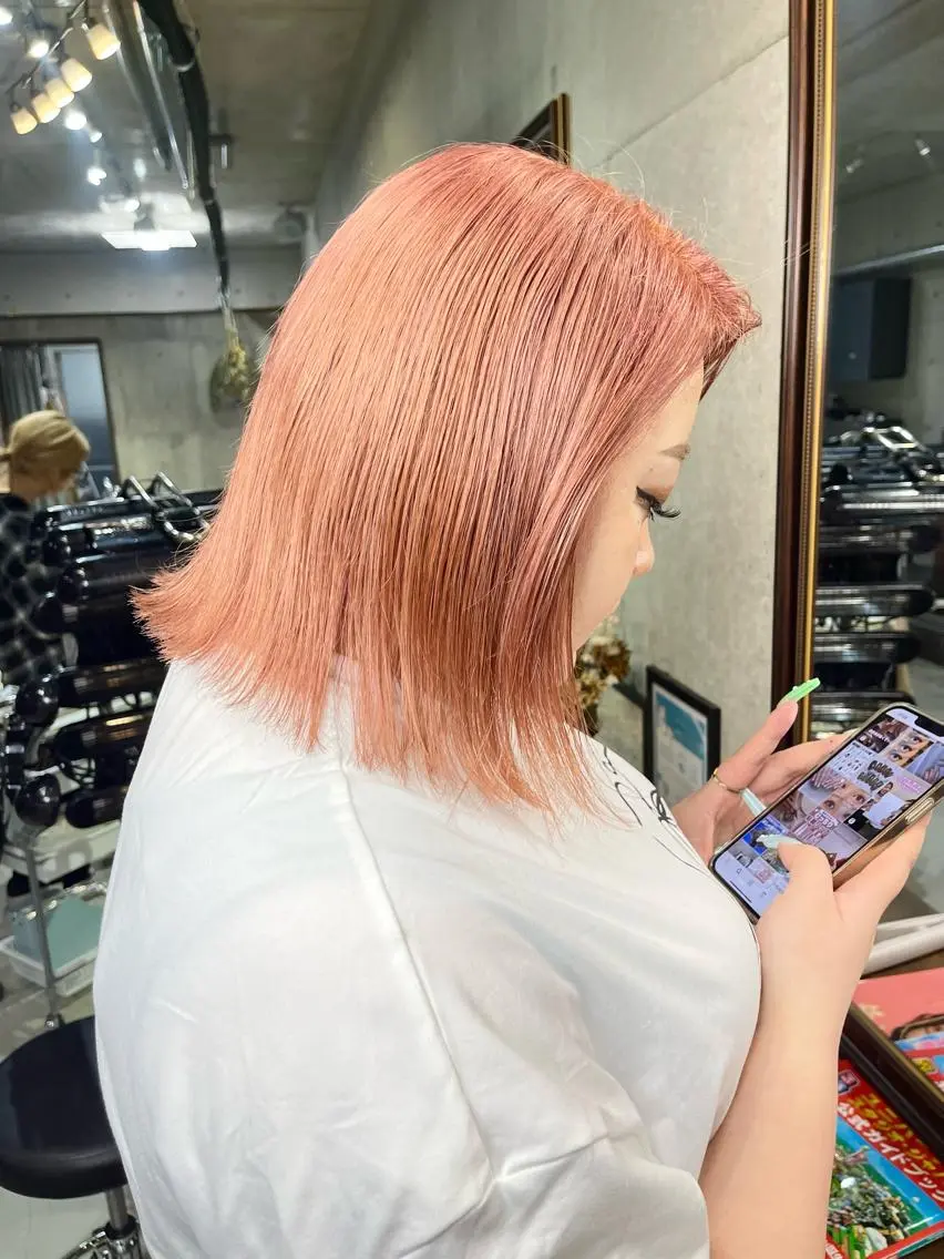 カラー ハイトーンカラー ピンクカラー ヘアカラー トリートメント Kazu 🌠名古屋 ハイトーン/レイヤーのヘアスタイル