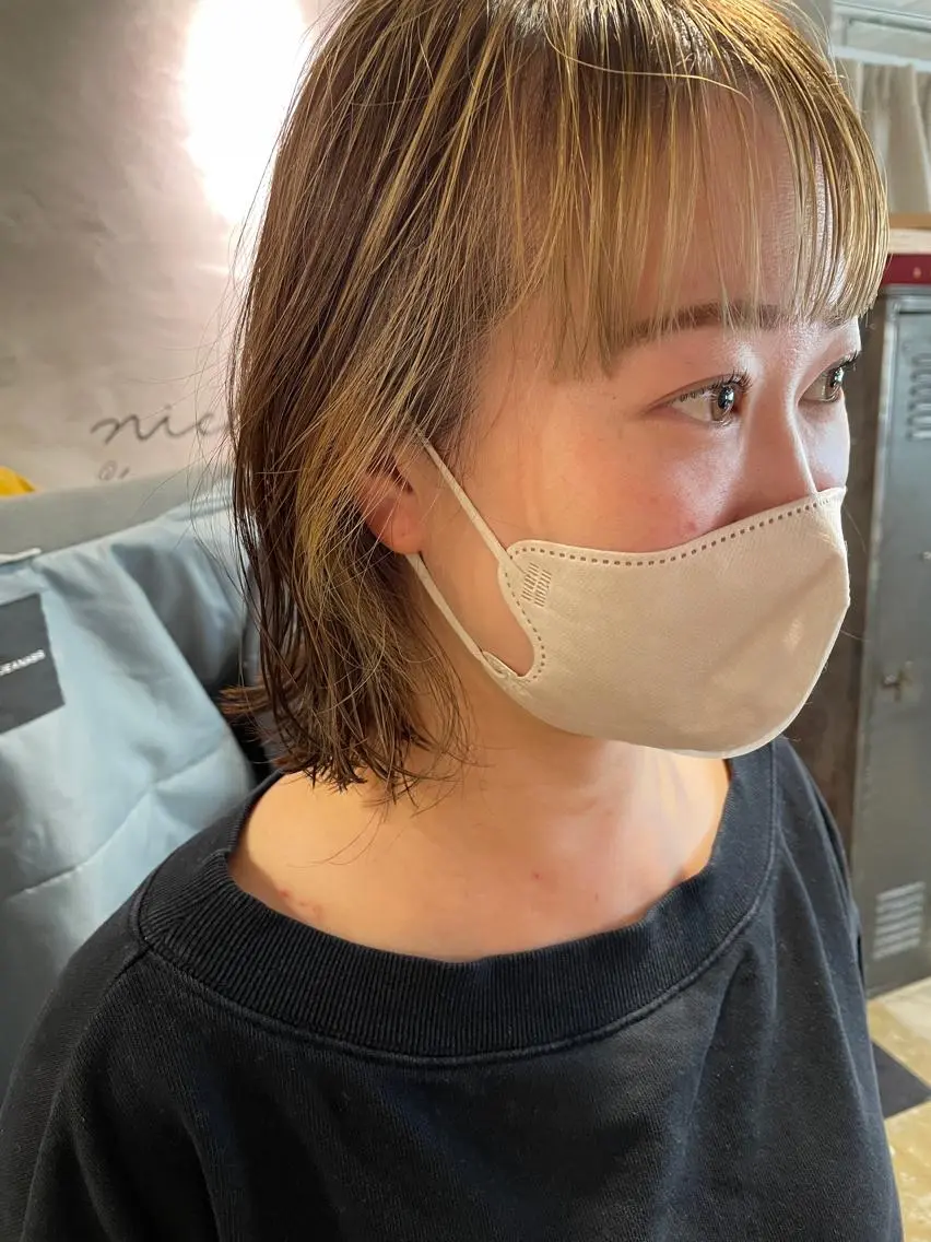 ミディアム カット ヘアカラー トリートメント ayane⭐️ボブ・ ショート・パーマのヘアスタイル