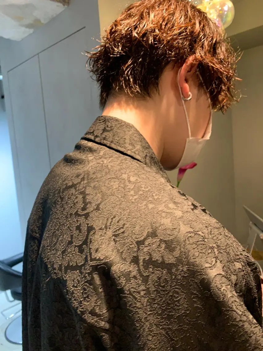 ショート パーマ メンズ ボブパーマコテ巻き風 パーマNo1深江秀平のヘアスタイル