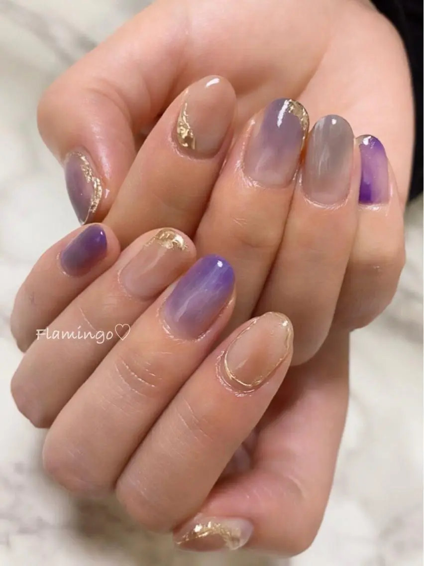 ネイル ブラウン ジェルネイル ミラーネイル ニュアンスネイル 冬ネイル フィルイン／自爪育成 ／爪に優しい施術のネイルデザイン