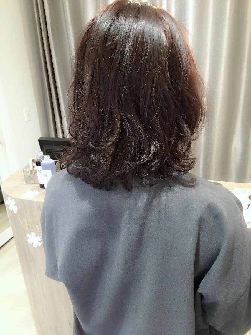 ミディアム カラー パーマ ミディアムパーマ トリートメント カット パーマ トリートメント 田室 和幸のヘアスタイル