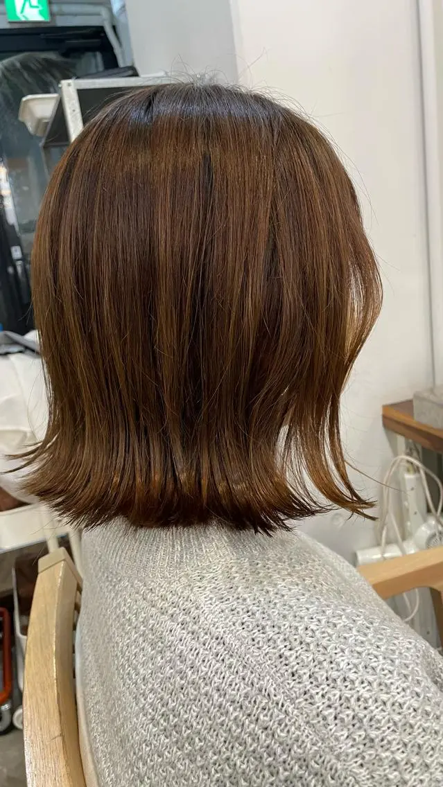 ミディアム 切りっぱなしボブ ボブ 外ハネヘア 【髪質改善・美髪 矯正】🌟だいち🌟のヘアスタイル
