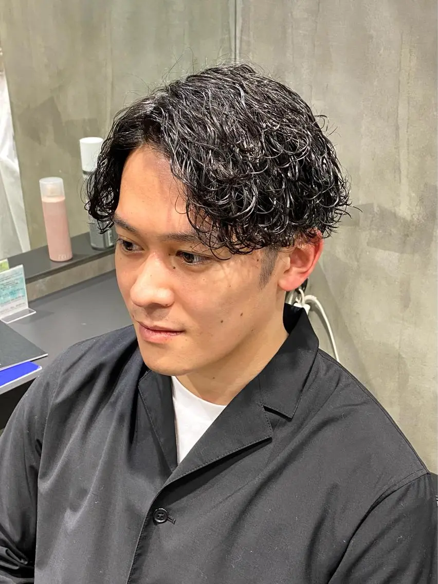 ショート パーマ メンズ カット パーマ 八戸パーマ/メンズパ ーマ/シンゴ。のヘアスタイル