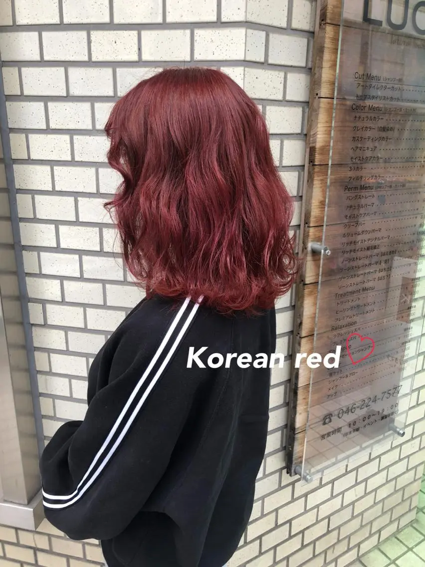 ミディアム カラー ブリーチ レッドカラー 韓国ヘア得意❤︎森澤 悠佳のヘアスタイル
