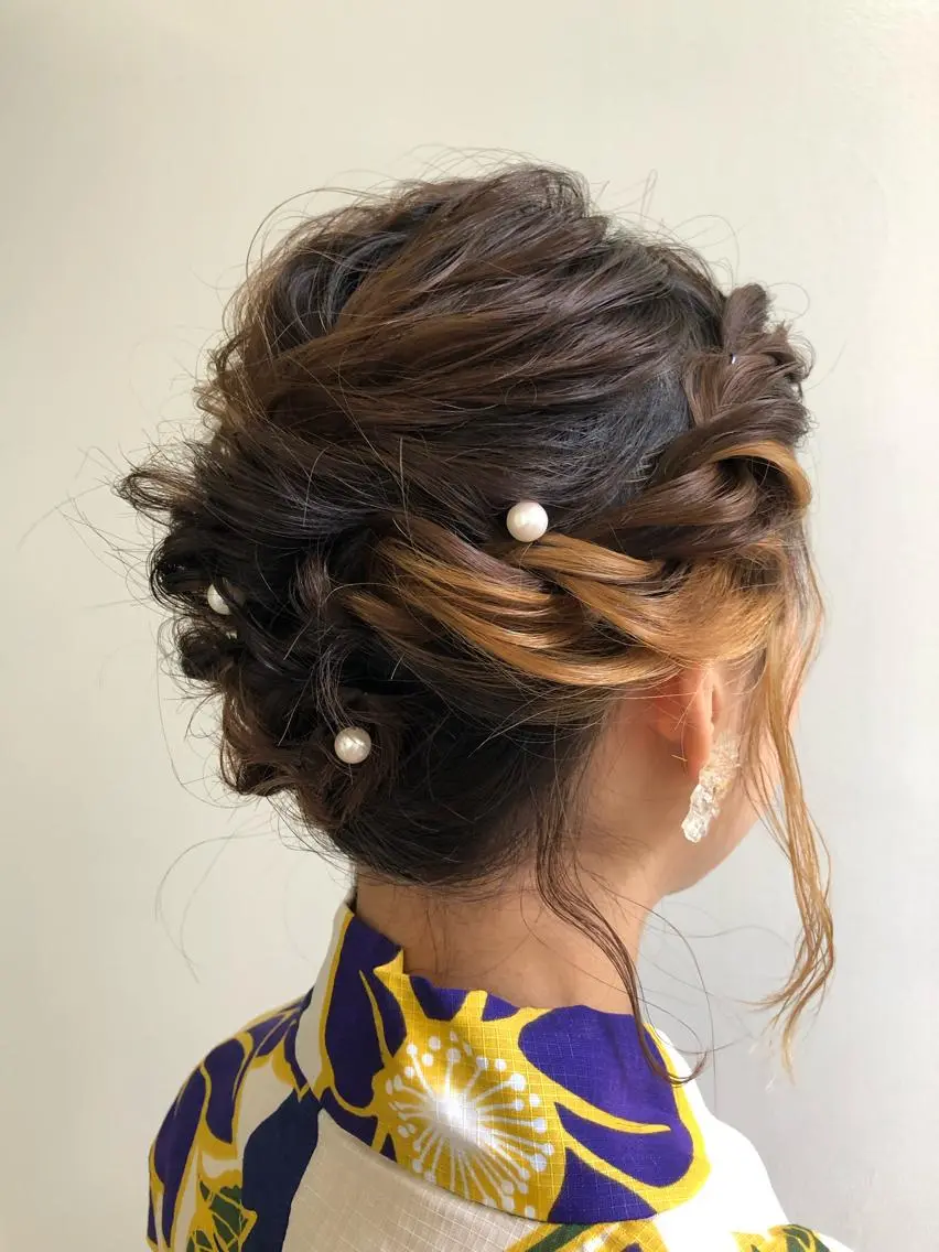 ヘアアレンジ ボブ ヘアセット 💫お呼ばれヘア💫 men's✨ともえ✨のヘアスタイル