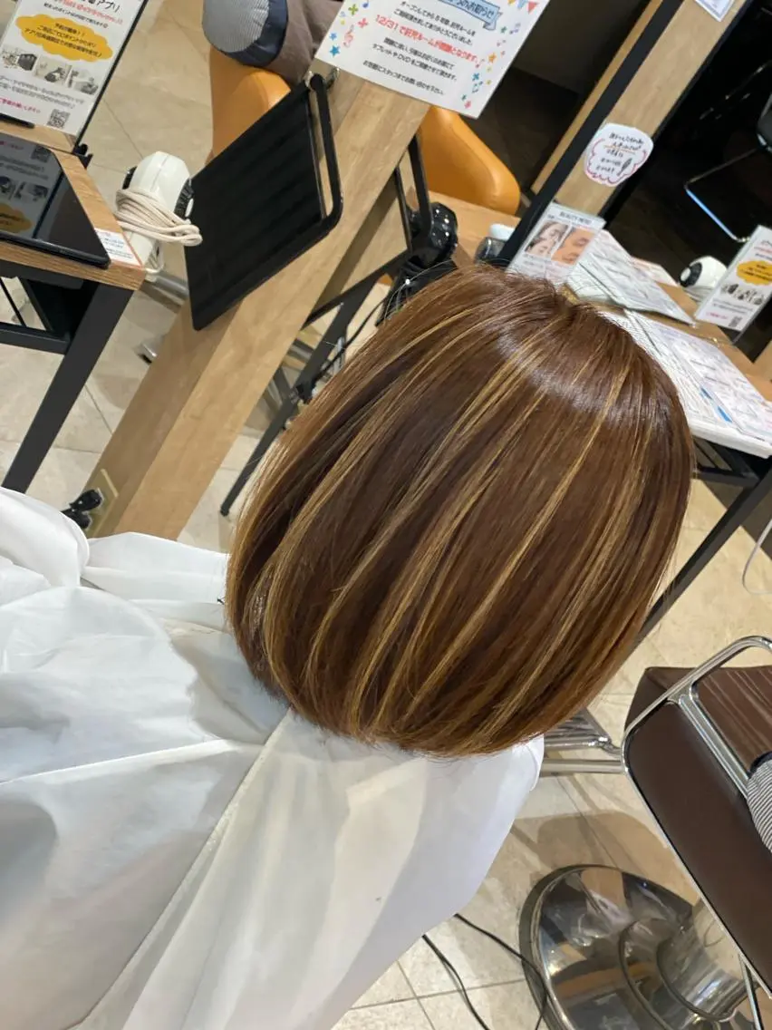 ミディアム ヘアカラー 星野 慎也のヘアスタイル