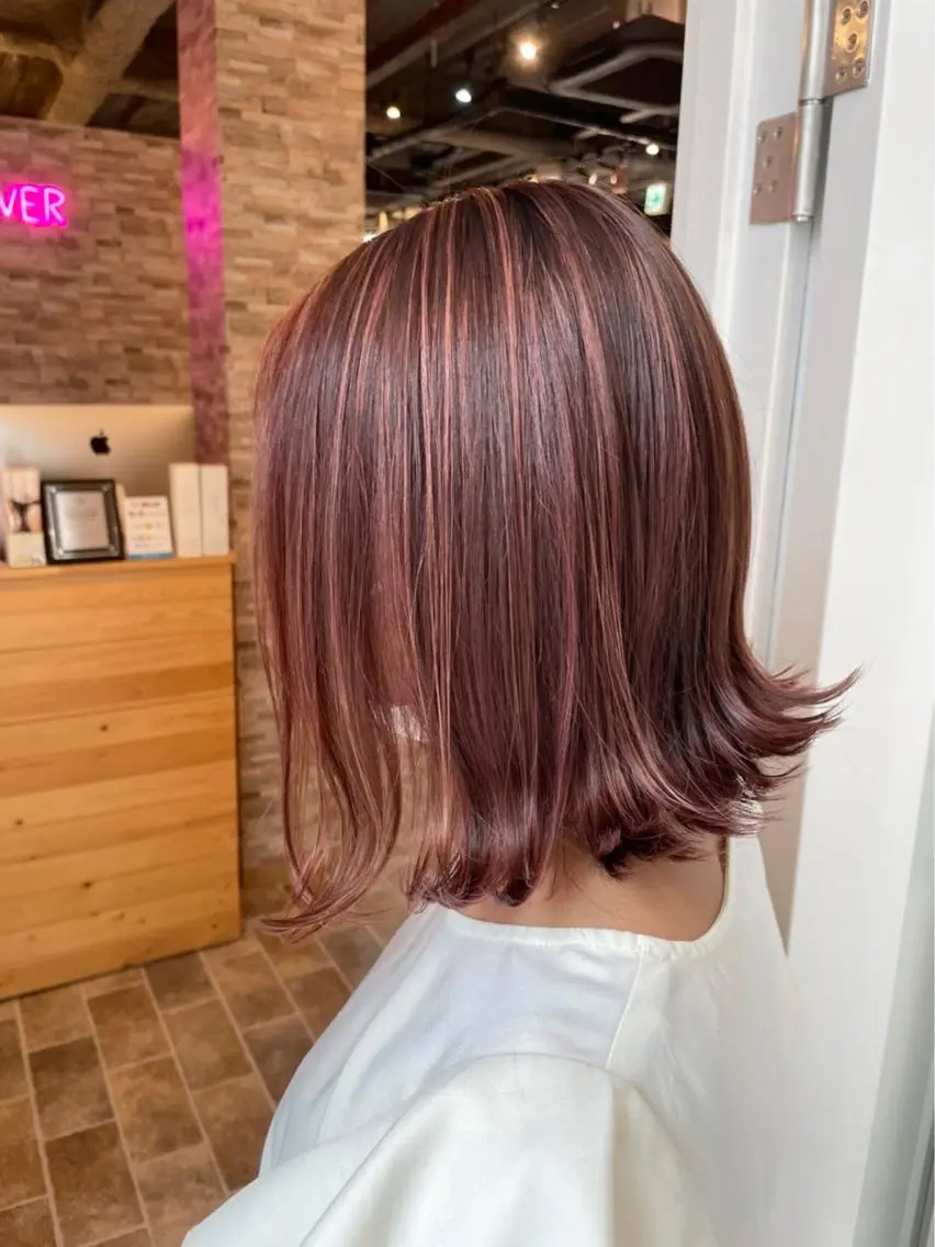 ミディアム カラー ヘアカラー&縮毛矯正 STAR☆RIVERのヘアスタイル