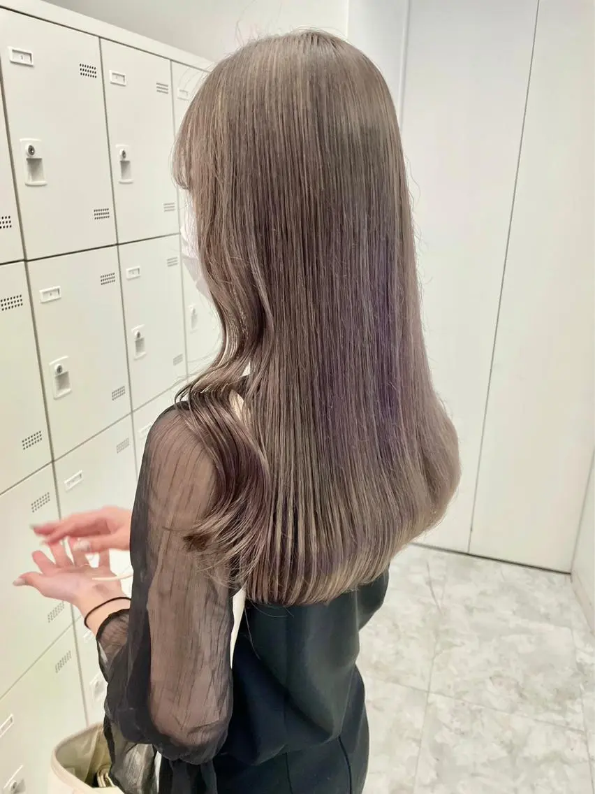 ロング カラー ベージュカラー 黒髪 ブリーチ ブルーカラー ブルーブラック 🤎MISAKI 艶髪カラー🤎のヘアスタイル