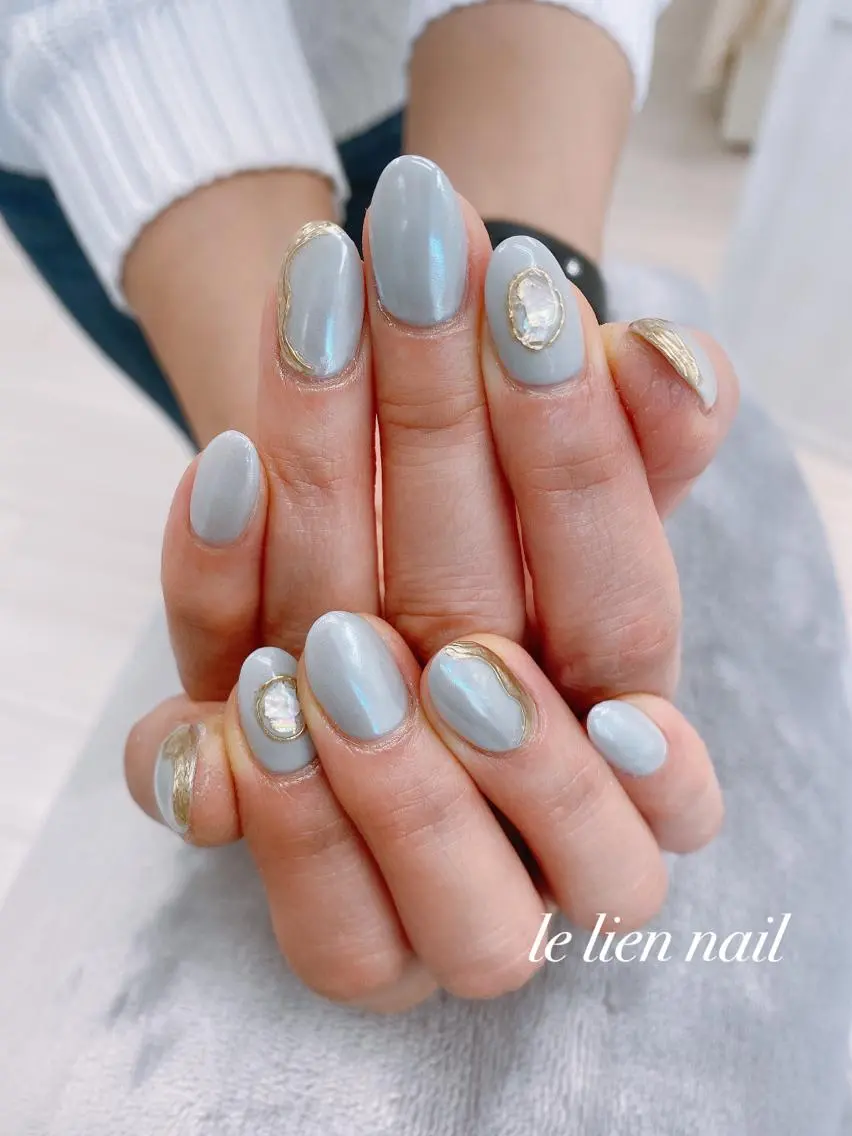 ネイル オーロラネイル ミラーネイル ニュアンスネイル 冬ネイル le lien nailのネイルデザイン