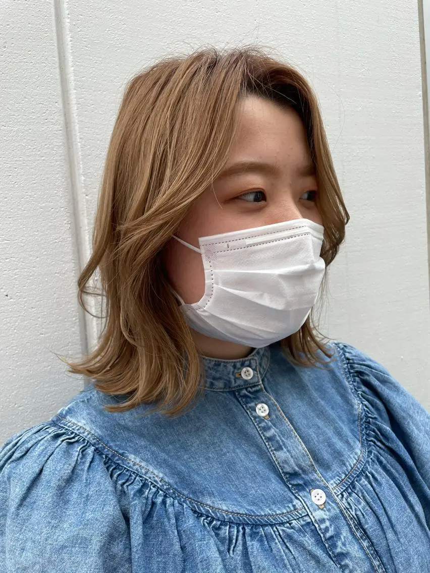 ミディアム 藤本 夢@yummekunのヘアスタイル