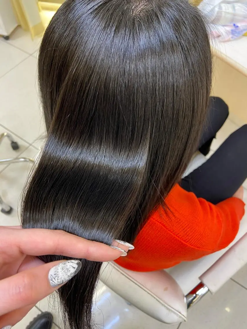 ロング カット ヘアカラー 縮毛矯正 トリートメント 韓国風✨髪質改善✨ 縮毛矯正✨松浦知奈美のヘアスタイル