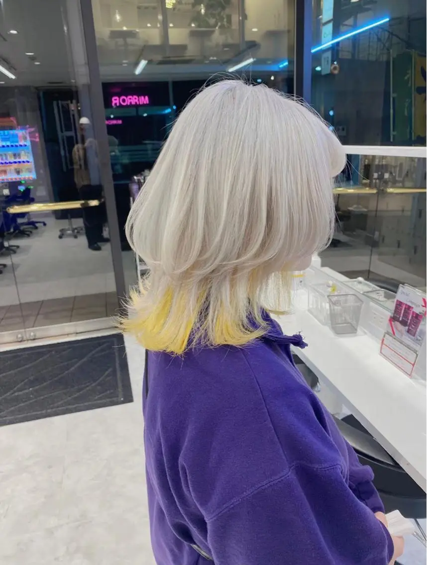 セミロング カラー アッシュ アッシュグレー アッシュグレージュ バレイヤージュ ミストバング ヘアカラー トリートメント ヘアセット ハイトーン特化💍 chloe💍韓国のヘアスタイル