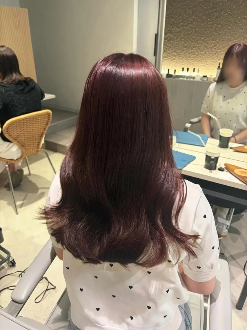 カラー ロング ブリーチ 透明感カラー ラベンダーカラー ブリーチなしカラー ピンクカラー しげ ゆりか/透明感 カラー/顔周りカットのヘアスタイル