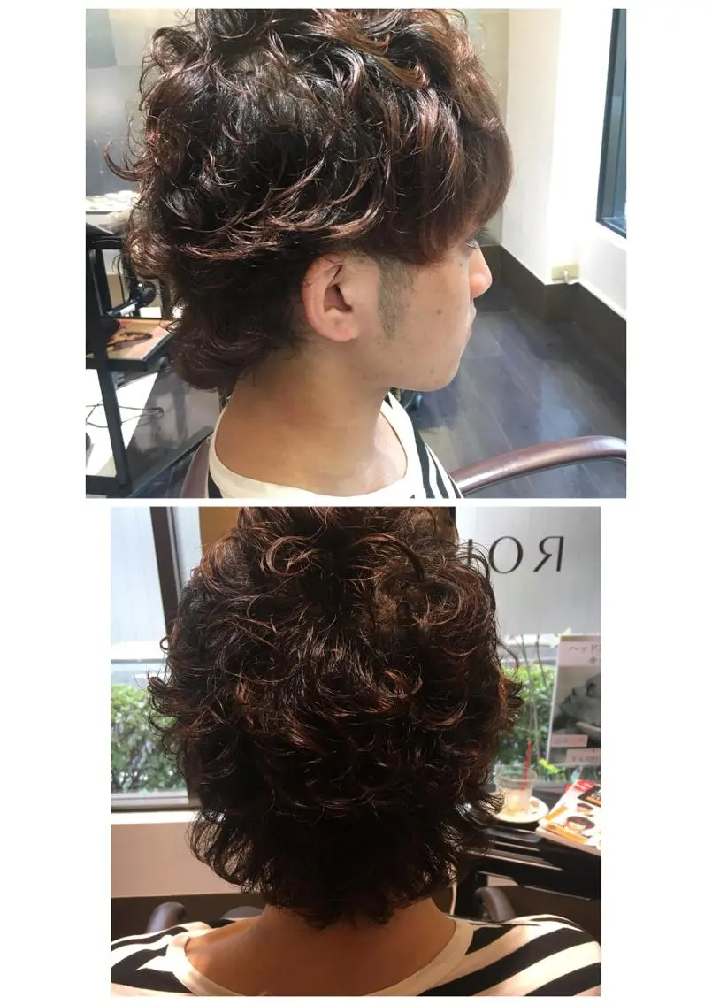 ショート パーマ メンズ メンズパーマ メンズウルフカット ウルフカット hair salon　k2のヘアスタイル
