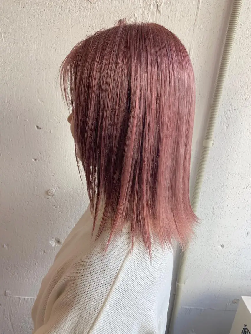 ミディアム カラー 透明感カラー グレージュ イルミナカラー ピンクカラー カット ヘアカラー トリートメント シノザキ/薬院/ボブ /ショート/髪質改善のヘアスタイル