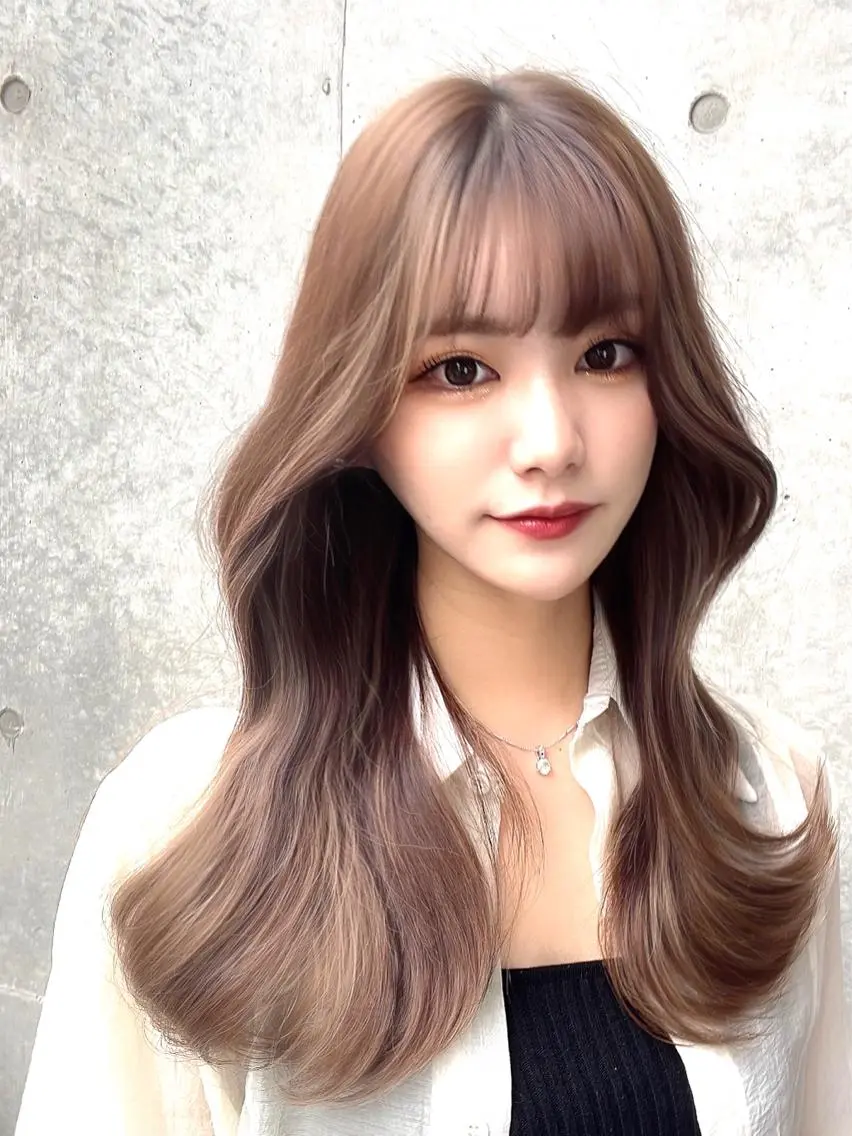 ロング カラー くびれヘア ヨシンモリ 韓国風ヘア サイドバング 小顔カット 顔周り特化/韓国ヘア /レイヤー/吉野幸大のヘアスタイル