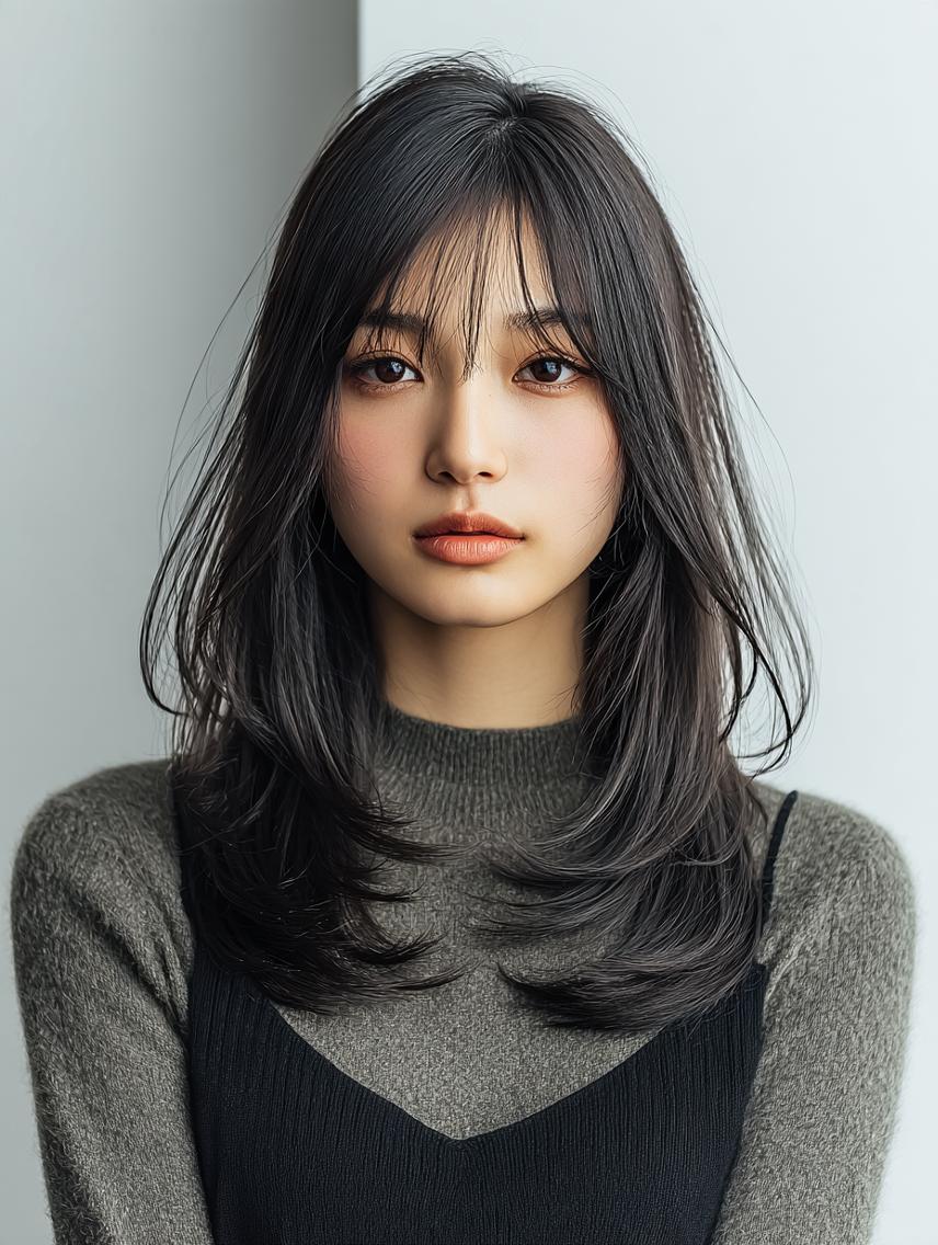 セミロング 🍒暖色×ハイトーン ×デザイン✨まなりのヘアスタイル