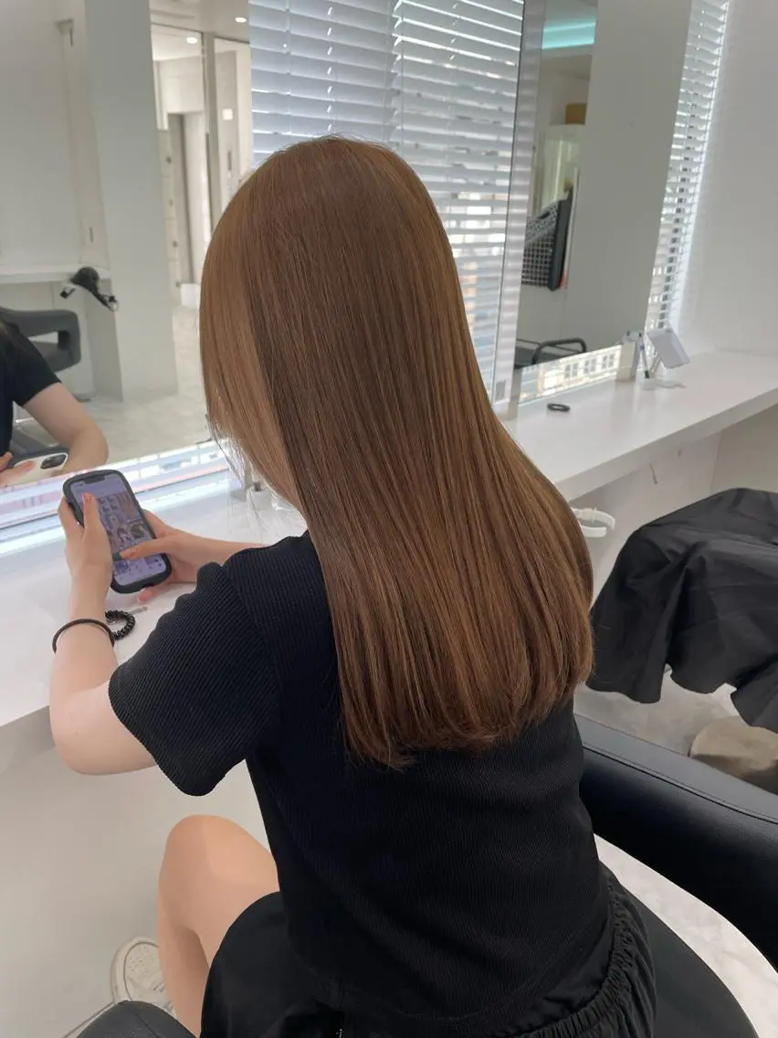 セミロング カラー ヘアアレンジ ベージュカラー ブリーチ ダブルカラー ブリーチなしカラー 髪質改善/美髪矯正 艶髪/Takutoのヘアスタイル