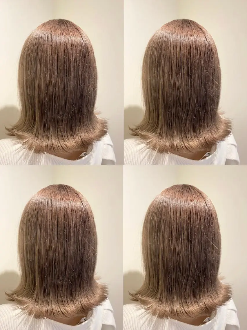 セミロング カラー 金島 青のヘアスタイル