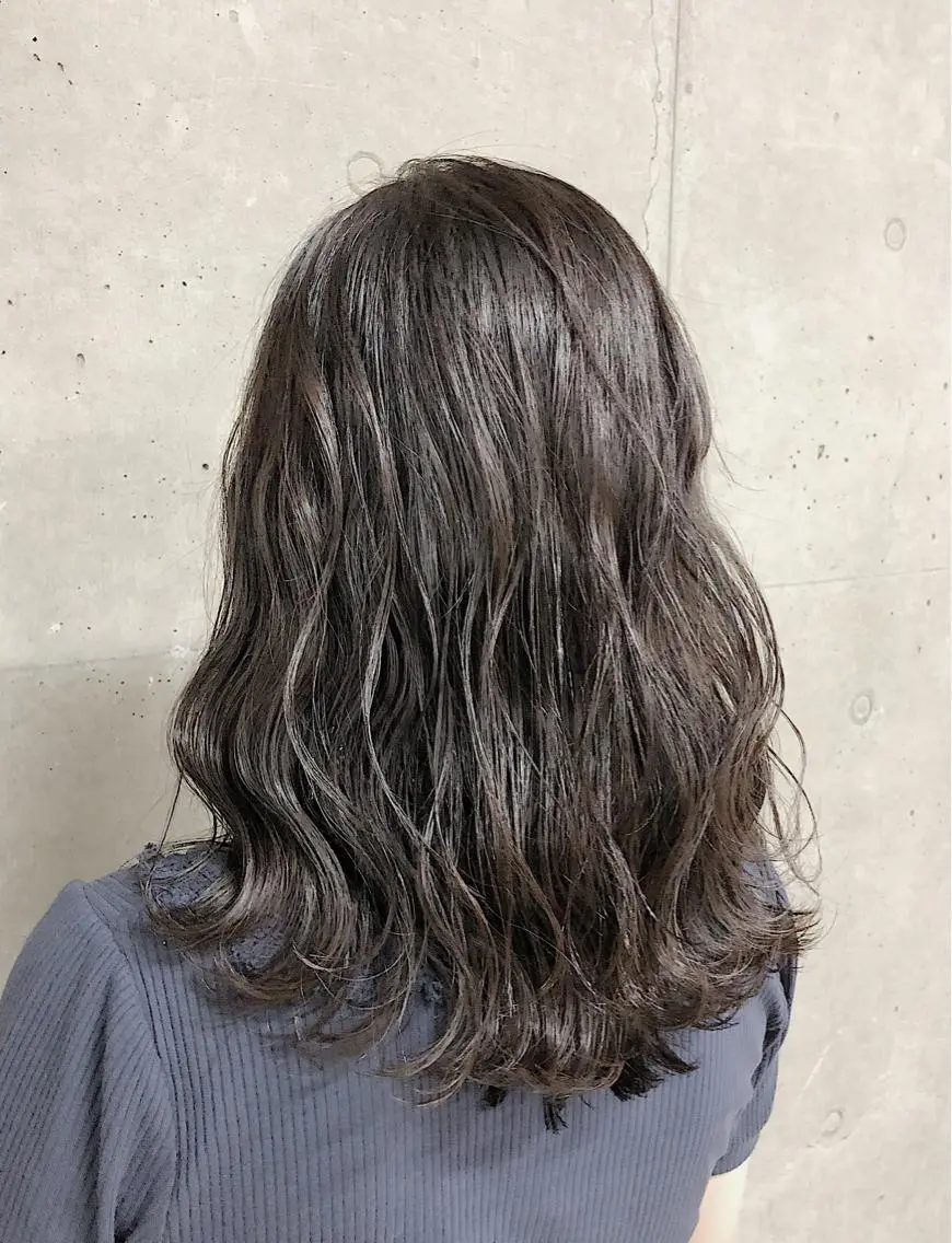 セミロング カラー ダークグレー ダークグレージュ グレージュ ノンダメージ髪質改善 カラー💎/KURAのヘアスタイル