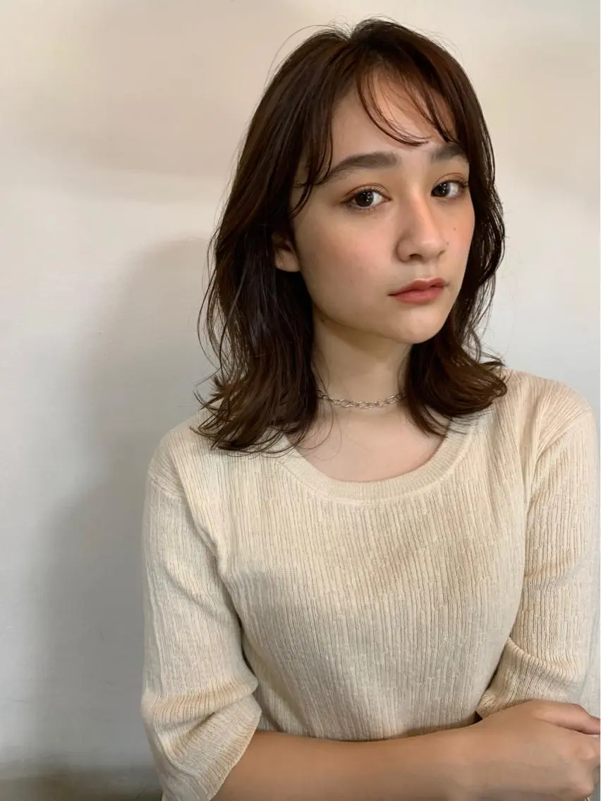 ミディアム カラー ブラウンカラー シースルーバング HARUKA ⭐️モデル募集中⭐️のヘアスタイル