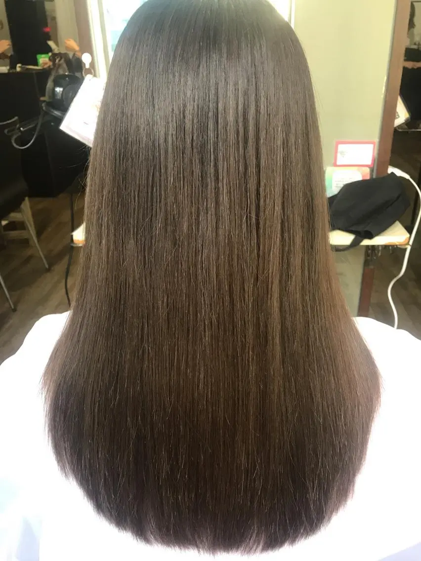 ロング パーマ 縮毛矯正 髪質改善TR 透明感カラーHanaのヘアスタイル