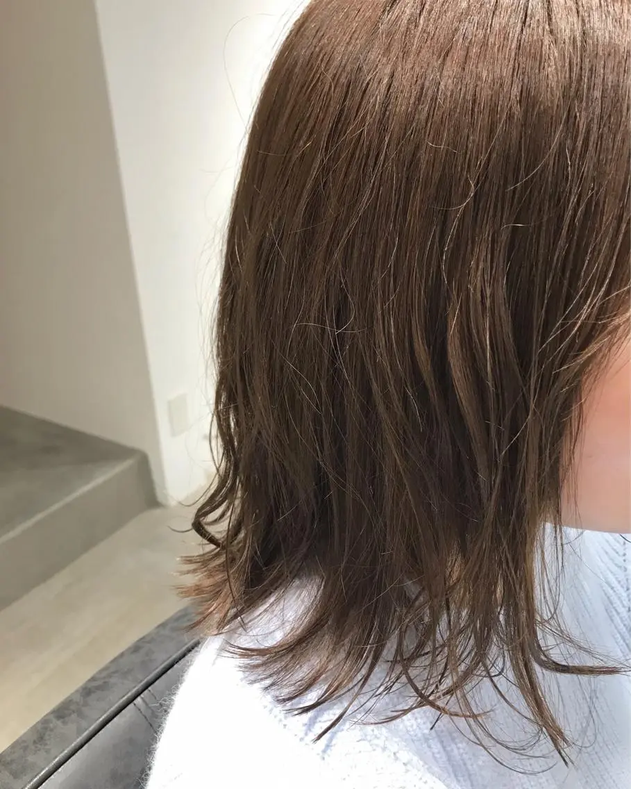 ミディアム カラー 暖色カラー🍊 ボブ🌿顔周りcutのヘアスタイル