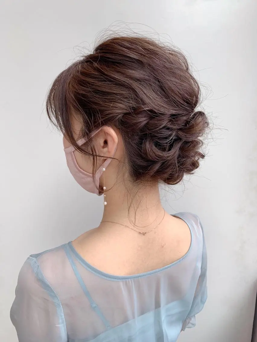 ミディアム ヘアアレンジ 結婚式・ブライダル 🌱小顔ヘア/ボブ ミディアム/双葉🌱のヘアスタイル