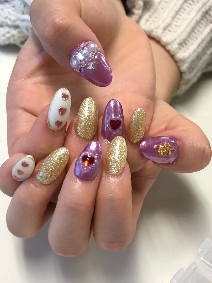 ネイル ハート スカルプネイル KIREIE NAILSのネイルデザイン