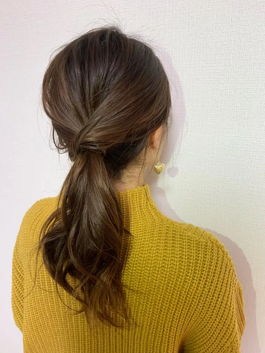 セミロング カラー パーマ ヘアアレンジ 地毛風ストレート/ 髪質改善/榎本流行のヘアスタイル
