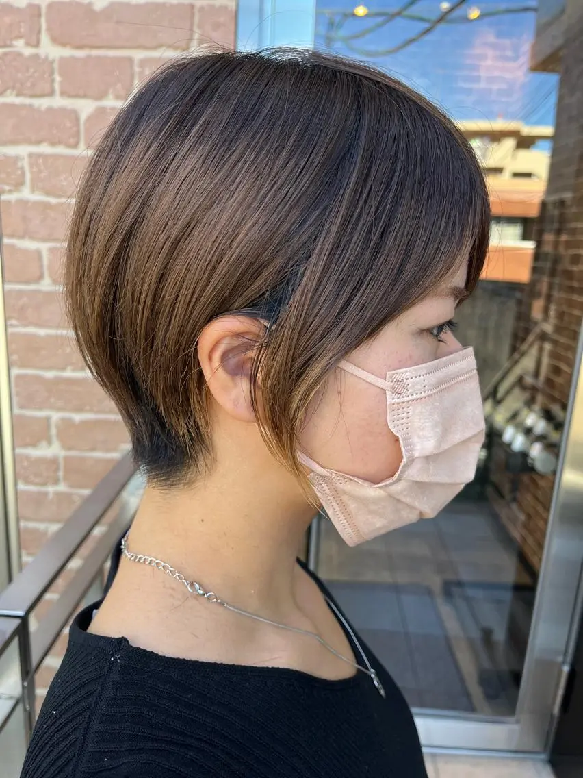 ショート カラー パーマ ヘアアレンジ メンズ キッズ ネイル マツエク・マツパ アイブロウ メンズハイライト メンズパーマ ブラウンカラー ケアカラー 透明感カラー 久木原 ゆりのヘアスタイル