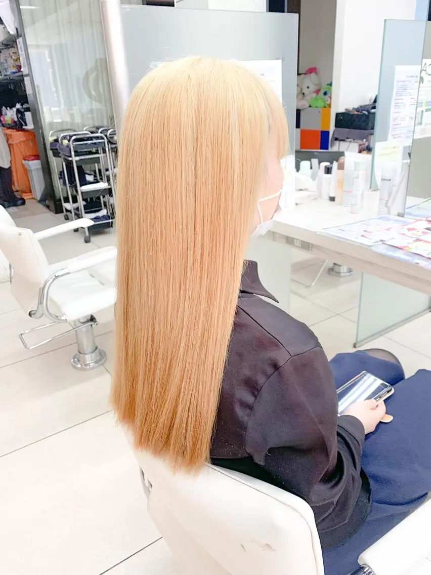 ロング カラー ブロンド ロング ヘアカラー トリートメント ✂︎レディース のメンズカット屋さんのヘアスタイル