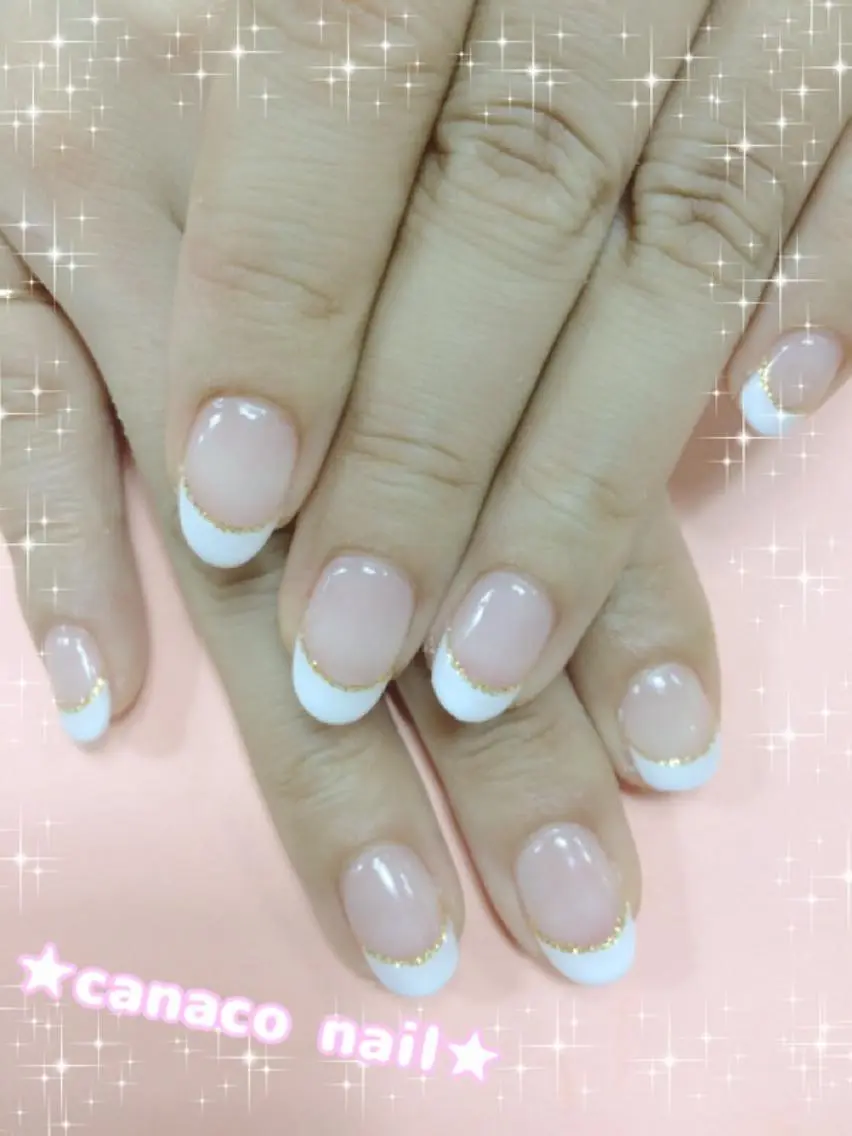 ネイル フレンチネイル ラメ(グリッター) シンプルネイル ベテランネイル cnc nailのネイルデザイン