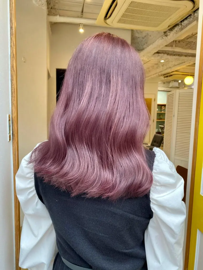 セミロング カラー ピンクカラー 大人可愛い透明感🌟 小顔・韓国髪🌟野中のヘアスタイル