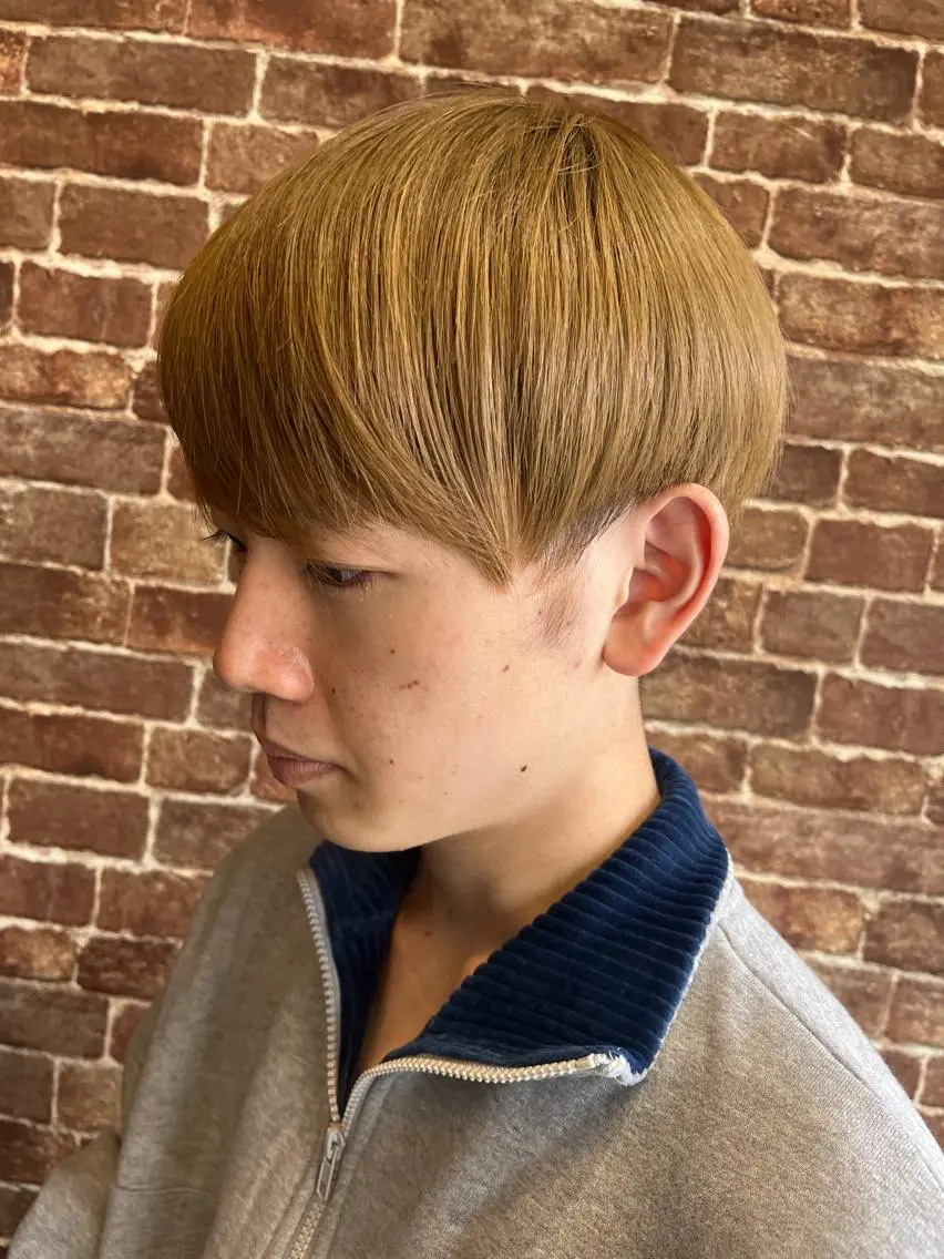 ショート メンズ メンズパーマ ケアカラー ピンクブラウン 外国人風カラー ショートヘア 久木原 ゆりのヘアスタイル