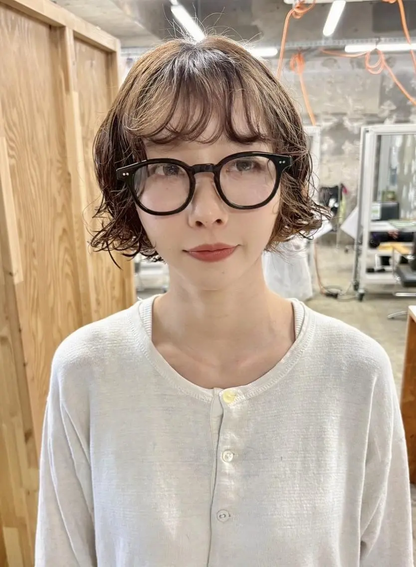 ショート パーマ カラー ショートボブ ベージュカラー ボブ ショートヘア カット パーマ トリートメント トレンドパーマ/ ボブ🌰くりーわのヘアスタイル