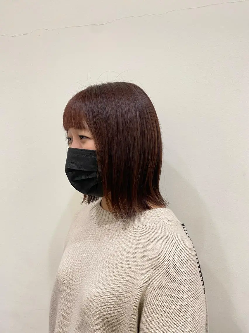 ミディアム カラー 外ハネヘア ヘアカラー トリートメント 美容室 LOAのヘアスタイル