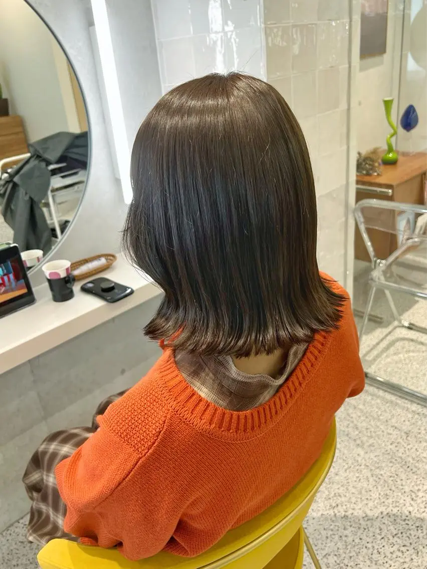 ミディアム カラー ボブ くびれヘア 韓国ヘア☁️ mitsukiのヘアスタイル