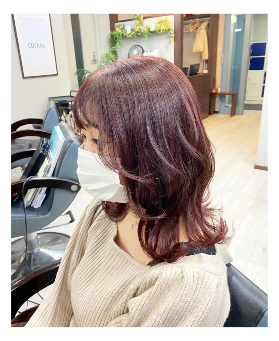 セミロング カラー ピンクカラー カット ヘアカラー トリートメント ＊横浜駅＊ 金子 誠也のヘアスタイル
