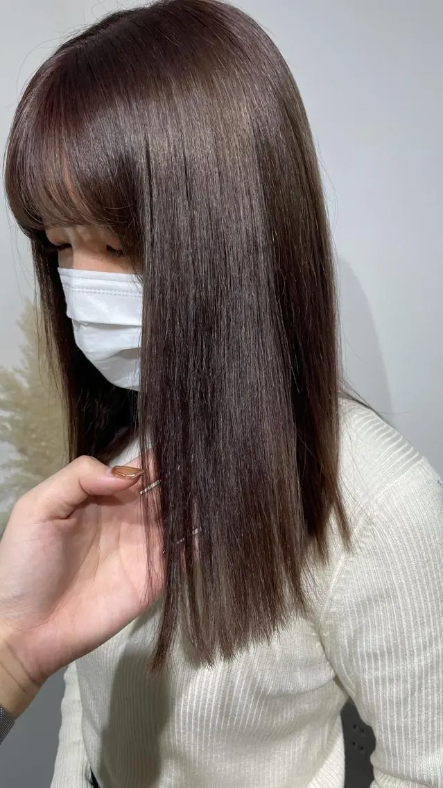 セミロング カラー ヘアアレンジ ヘアカラー トリートメント 酸性縮毛矯正 梅田茶屋町 Juriのヘアスタイル